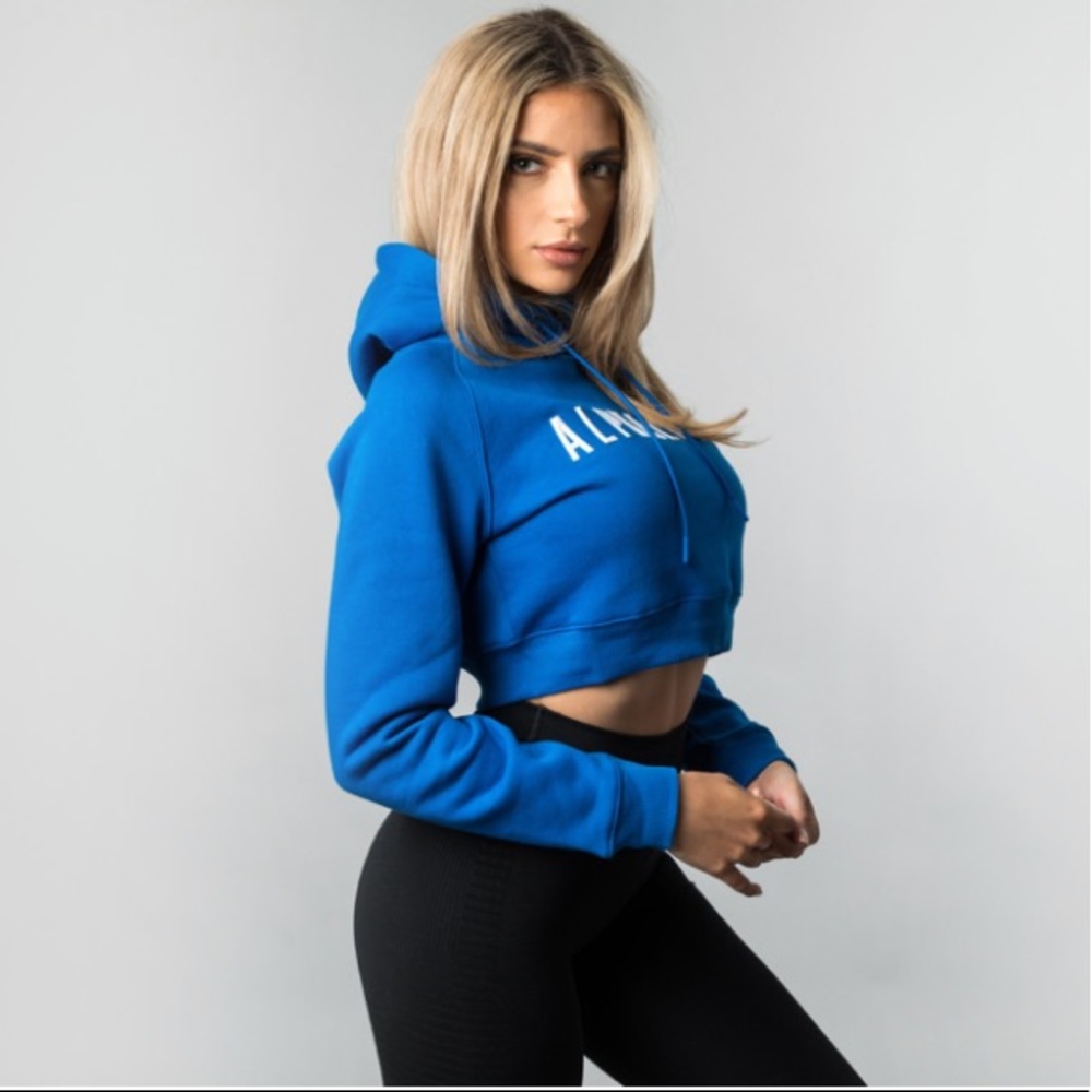Alphalete royal blue cropped hoodie